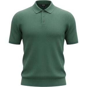DKNY Mens Sweater Polo Shirt Green Short Sleeve Cotton Knit DK35SR2402 XXL